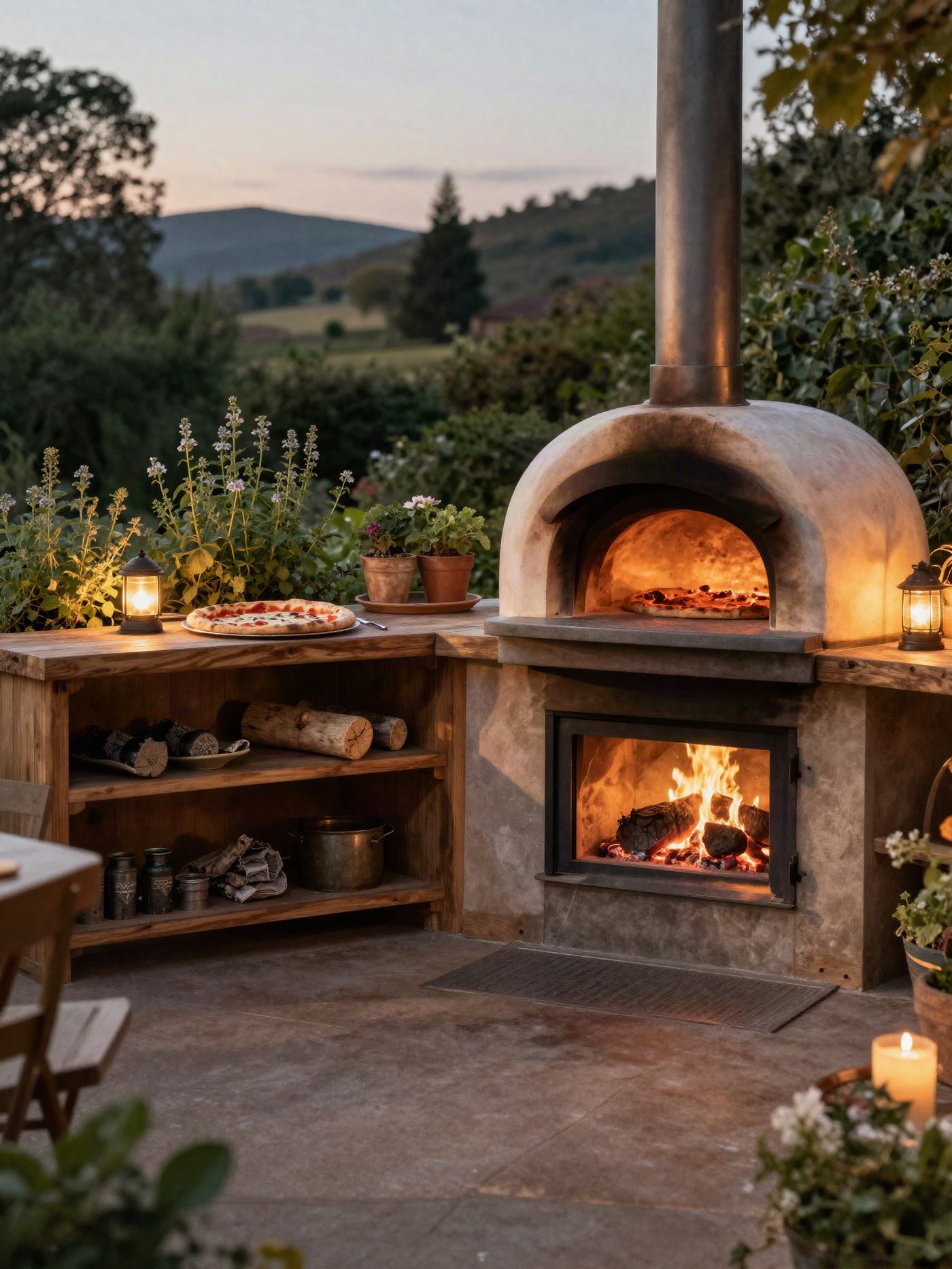 Outdoorküche mit Feuer
