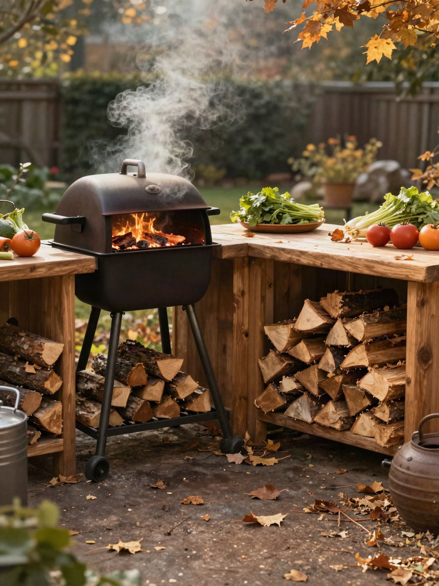 Outdoorküche mit Grill im Grünen