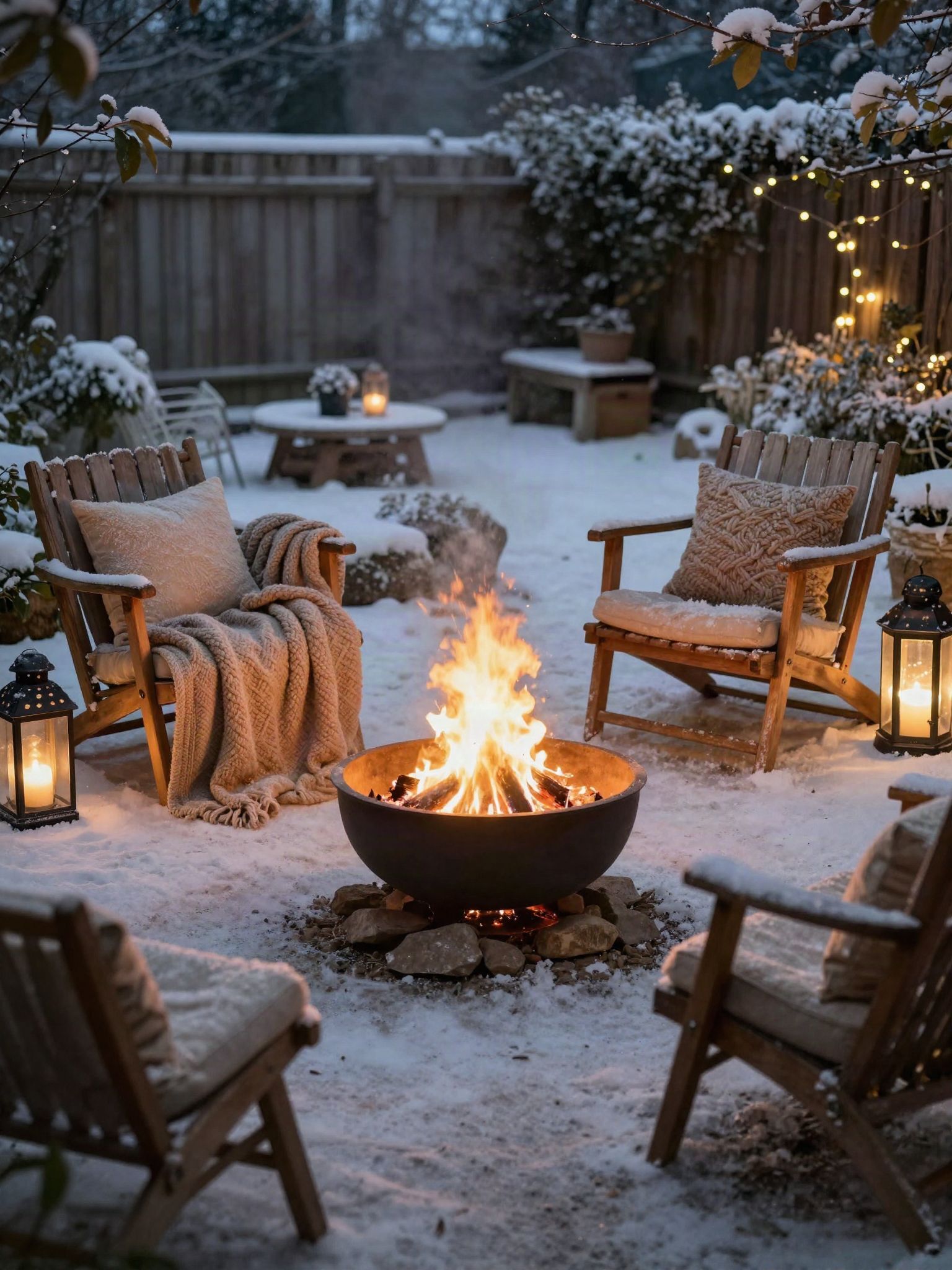 Feuerstelle im Schnee