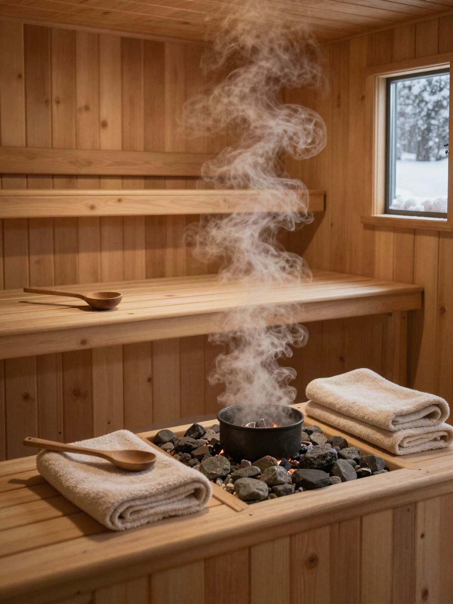 Sauna im verschneiten Wald